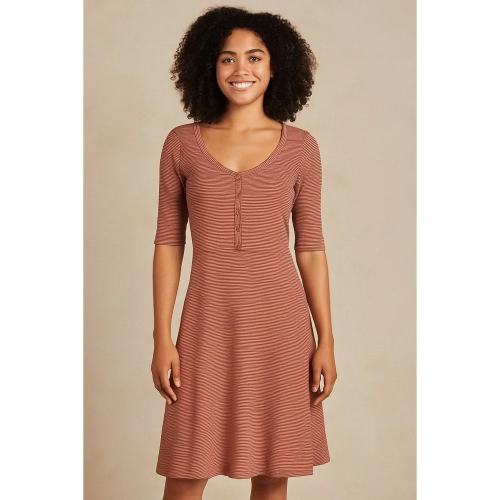 toad and co daisy rib dress Toad&Co | Dresses | Toadco Womens Daisy Rib Henley Long Sleeve Striped Dress Size Small